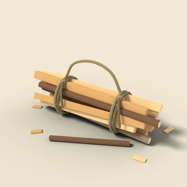 Bundle of tied kindling
