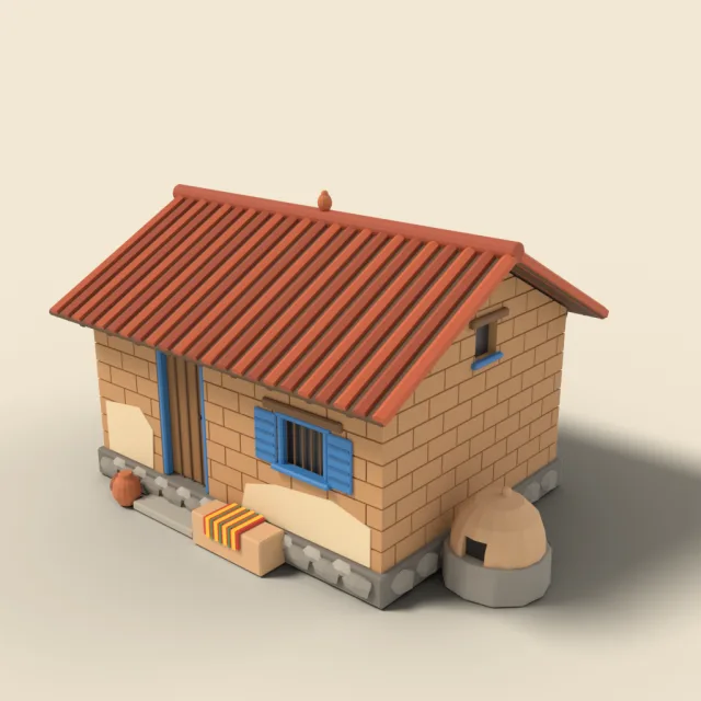 Andean adobe house with tile roof