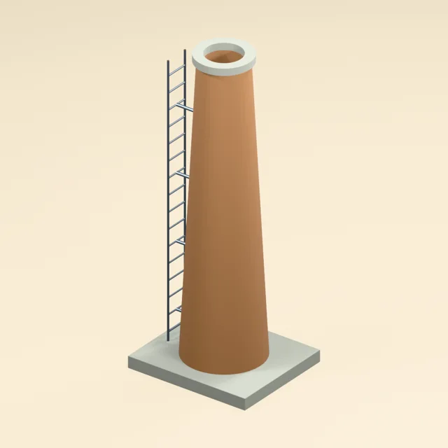 industrial_chimney_tapered_open_flue_external_ladder