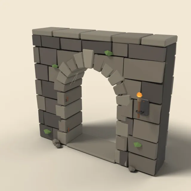 Dungeon stone wall with open archway