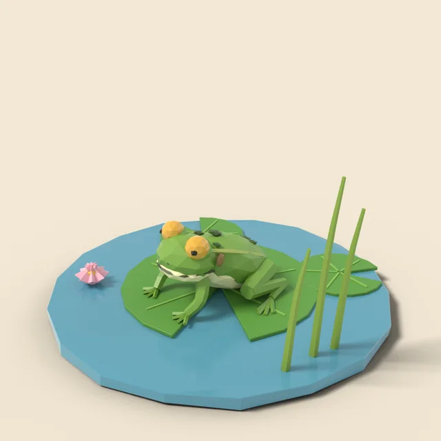Sitting green frog