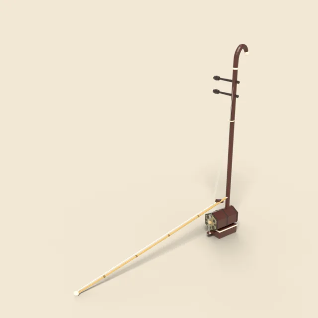 Two-string erhu with bow