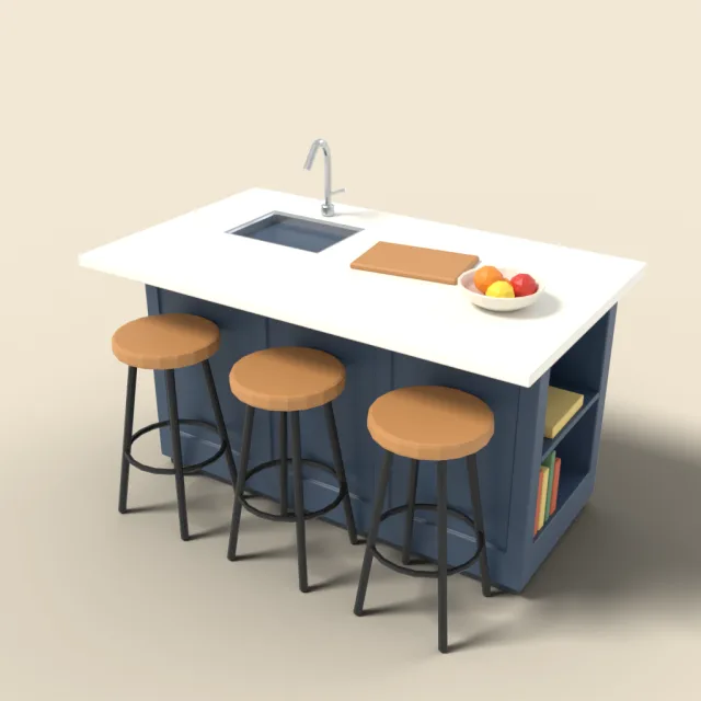Kitchen island with stools