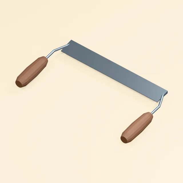 Two handled drawknife with broad bevelled shaving blade