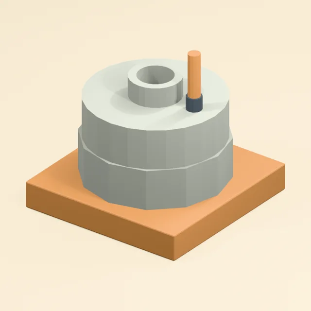 Stone hand mill on fitted square base