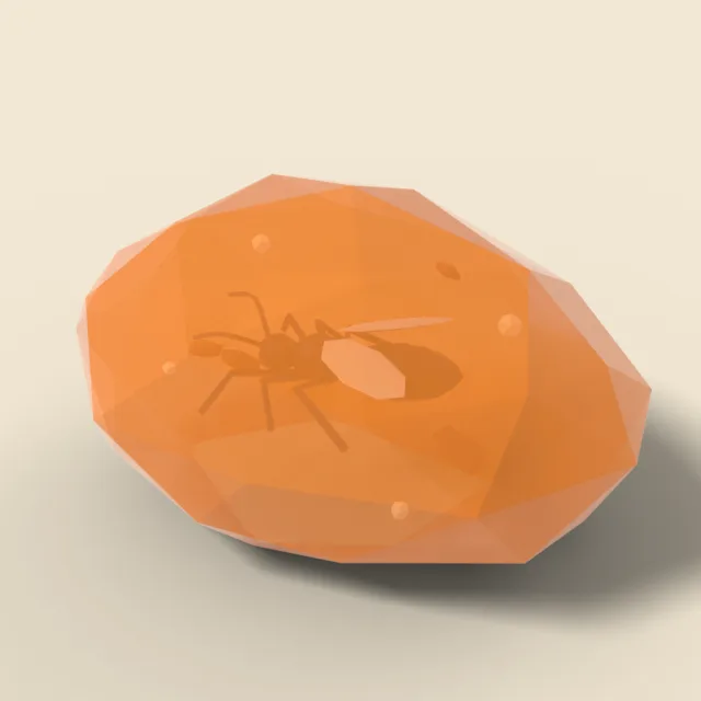 Amber chunk with trapped insect