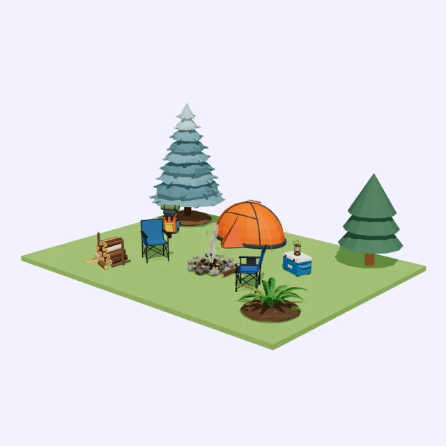 Forest campsite set