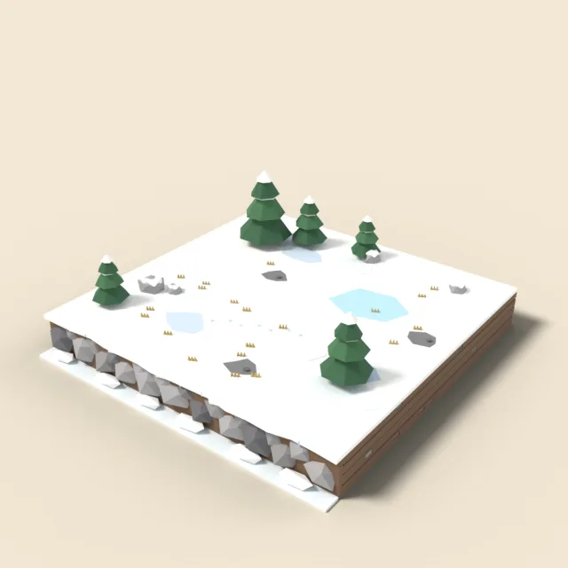 Raised snowy plateau block