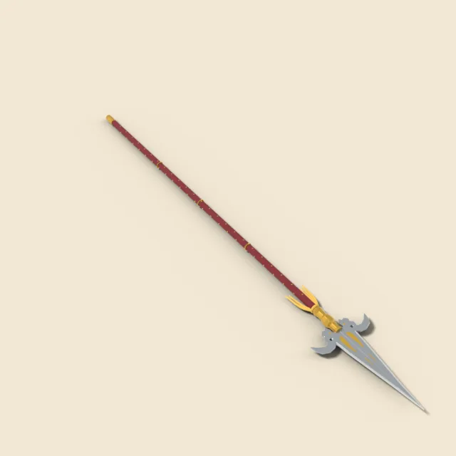 Partisan spear with ornate side flukes