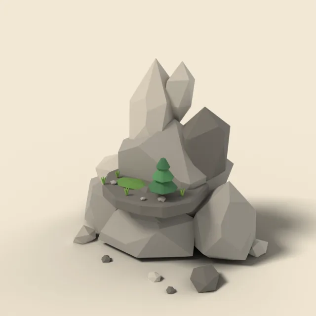 Rocky mountain outcrop with ledge