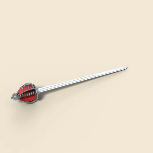 Basket hilted broadsword with red liner
