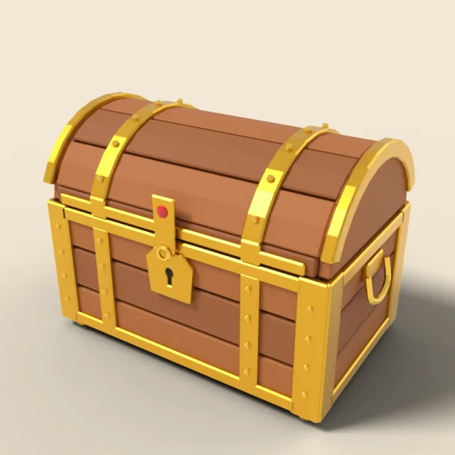 Wooden treasure chest with gold trim