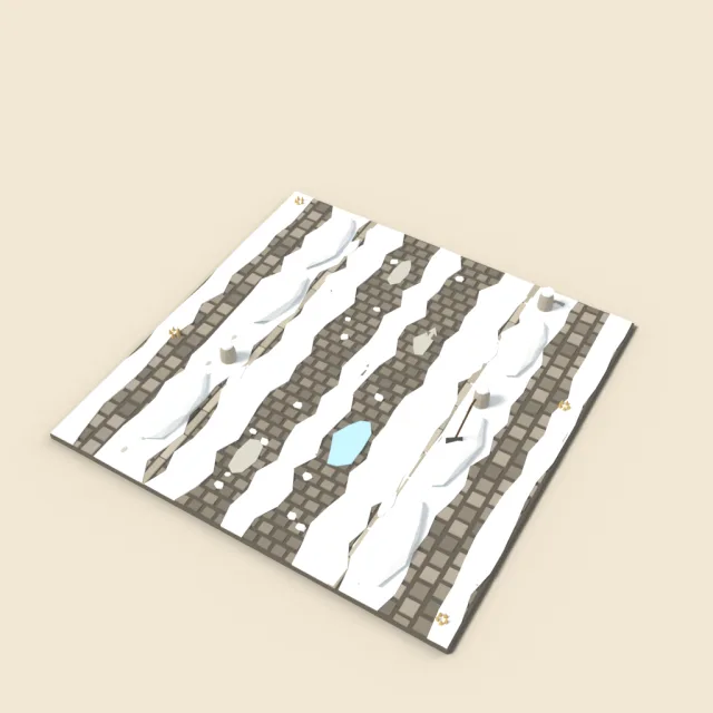 Snowy cobblestone street tile
