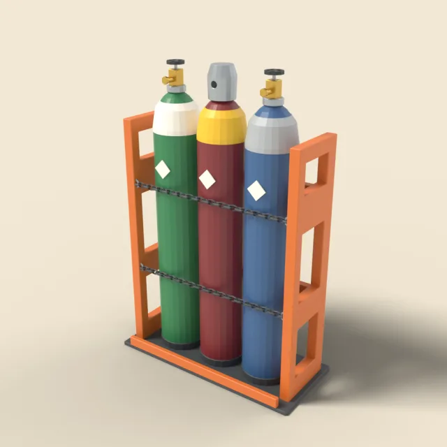 Gas cylinder trio chained