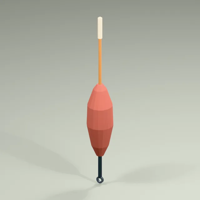 Slender fishing float with buoyant body and line eye
