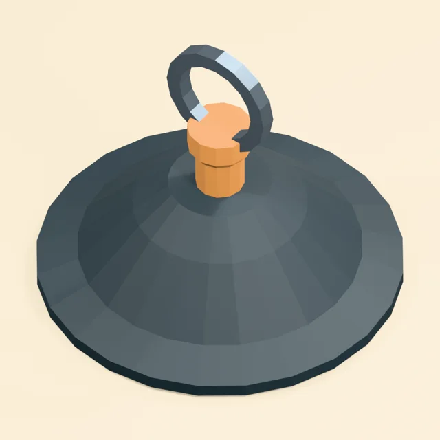 Rubber suction cup with captured pulling ring