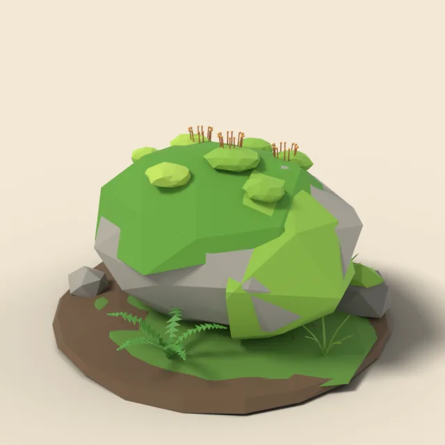 Moss covered boulder
