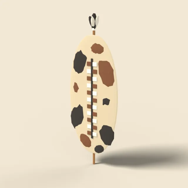 Zulu cowhide oval shield