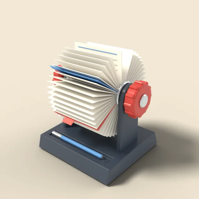 Rotary card file on base