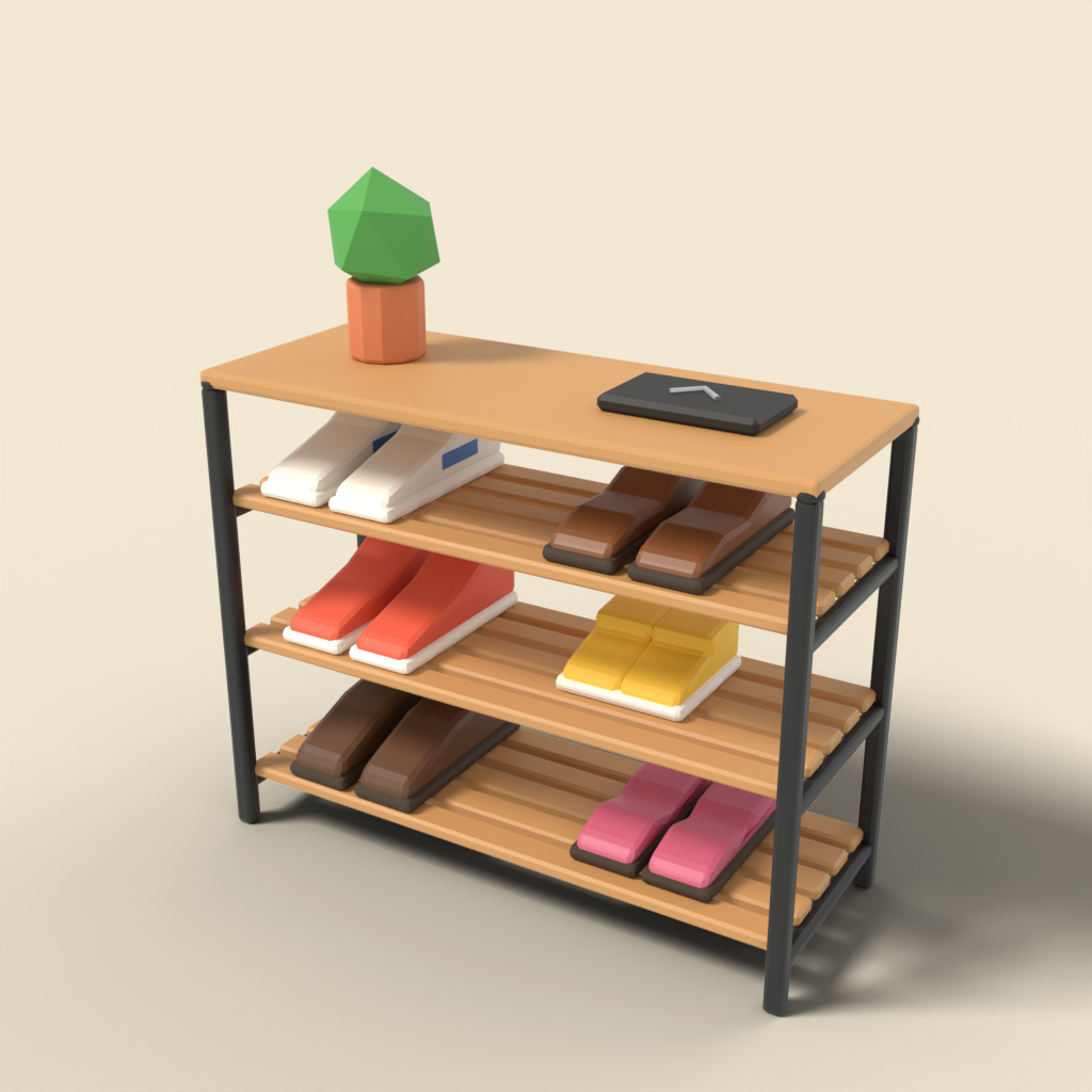 Shoe rack with three tiers