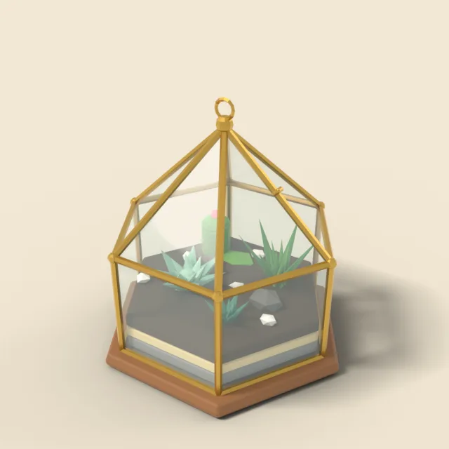 Glass terrarium with succulents
