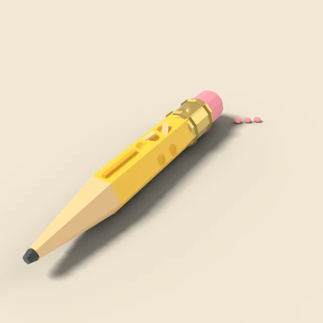 Chewed pencil stub with eraser