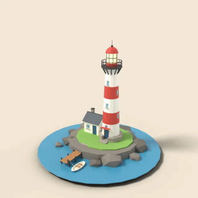 Lighthouse on rocky island