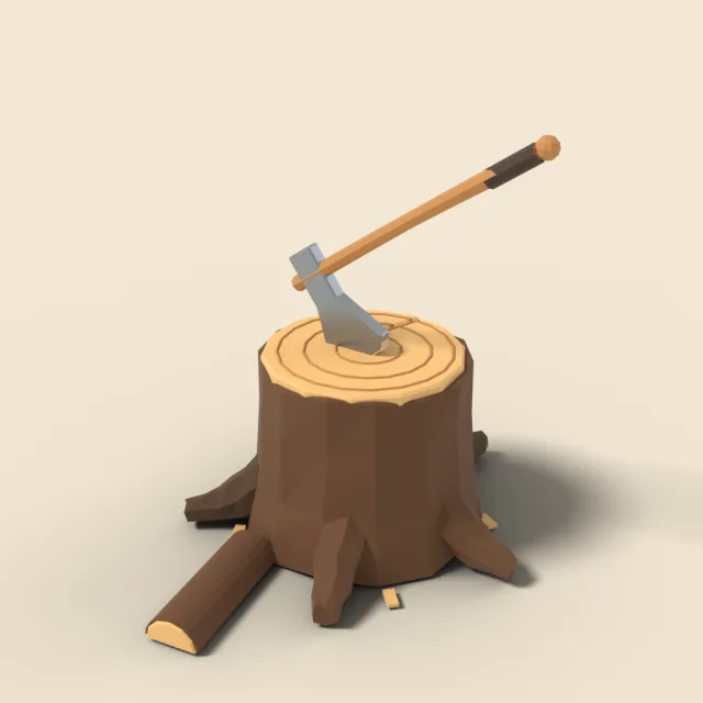 Chopping stump with axe