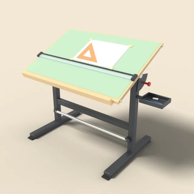 Drafting table with tilted top