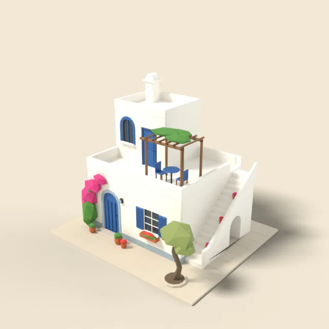 Mediterranean whitewashed house