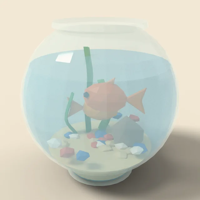 Goldfish bowl with gravel