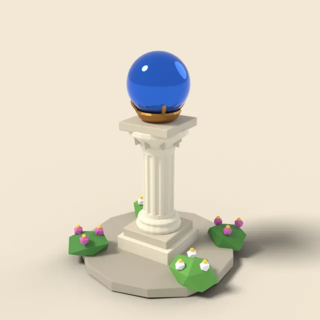 Gazing ball on pedestal