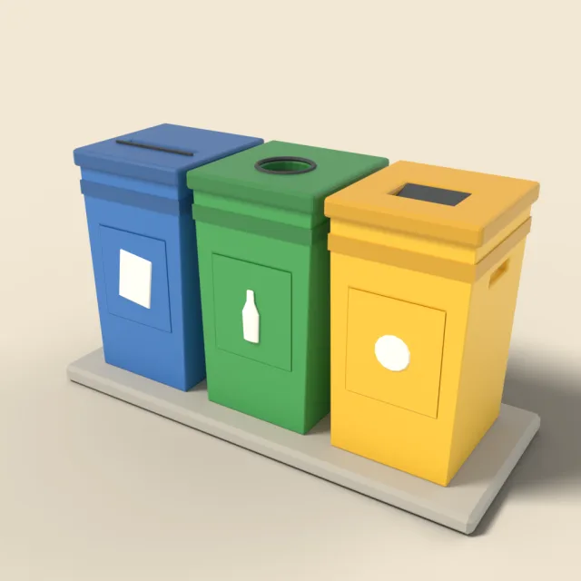 Recycling bin trio