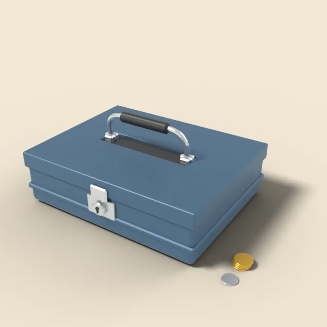 Metal cash box with handle