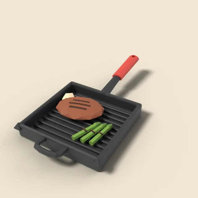 Square grill pan with ridges