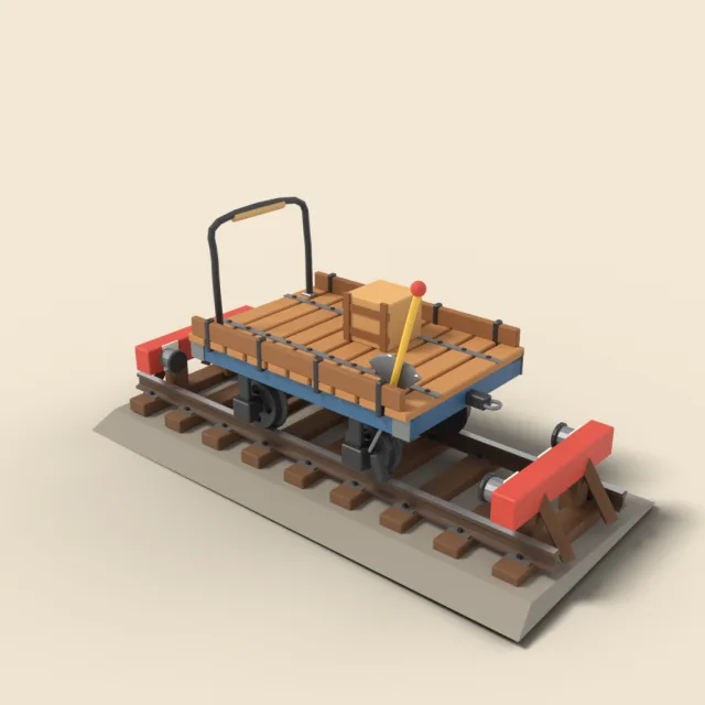 Wheeled cart platform on rail track