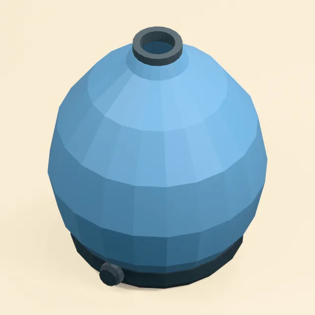 Teardrop humidifier with open mist outlet and mounted dial