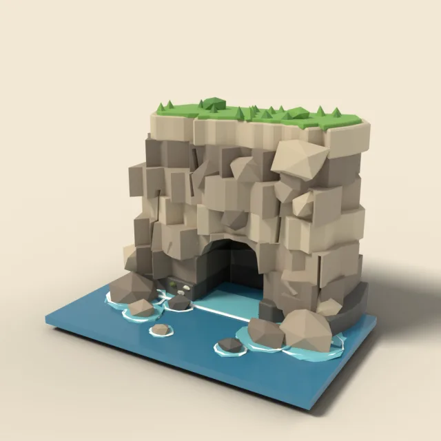 Sea cave entrance in cliff
