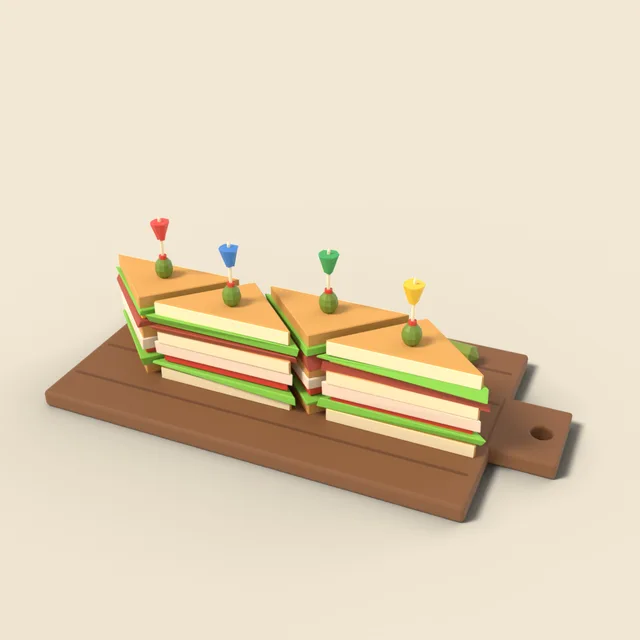 Club sandwich with toothpicks