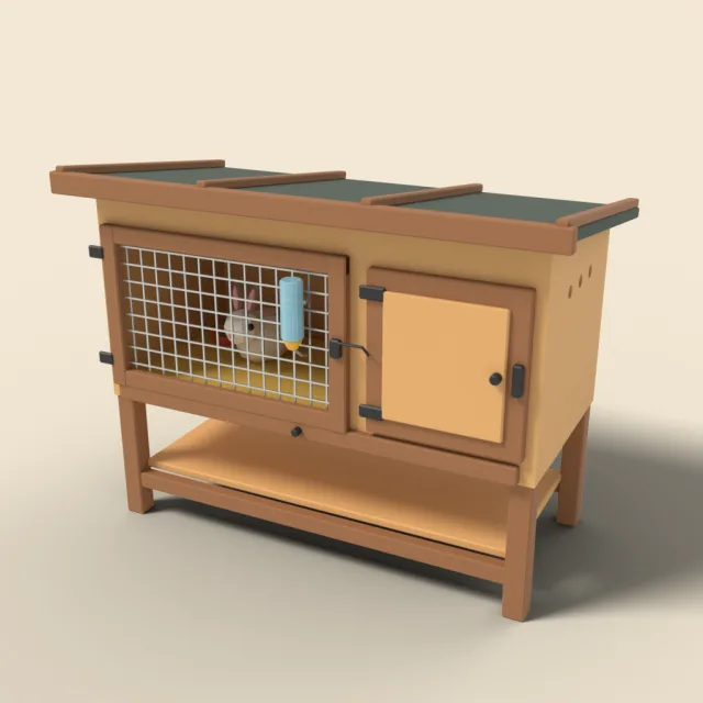 Rabbit hutch with wire front