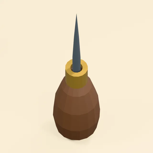 Palm sewing awl with turned wooden handle and tapered steel point