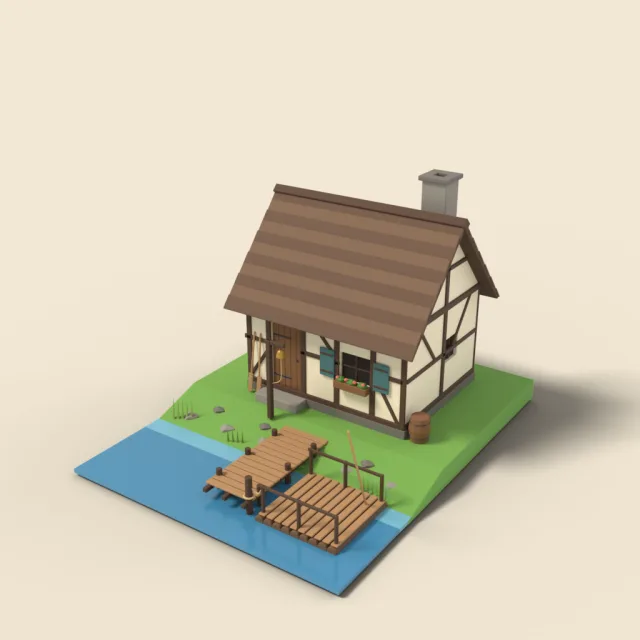 Ferryman house on riverbank