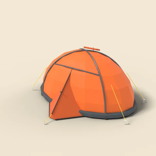 Orange two-person backpacking dome tent