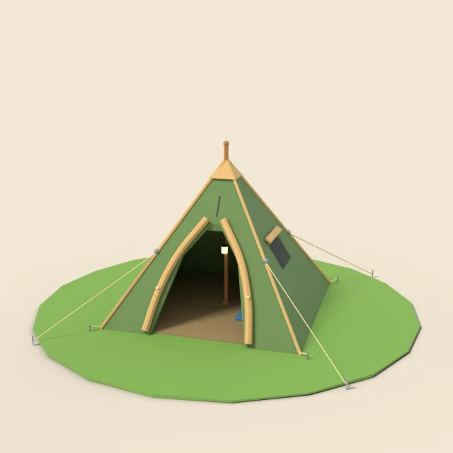 Pyramid tipi tent with center pole