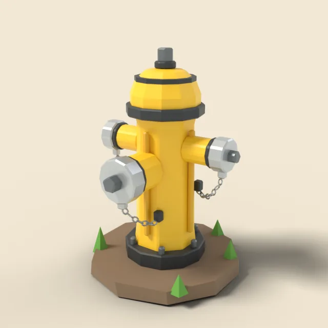 Fire hydrant yellow with chain caps