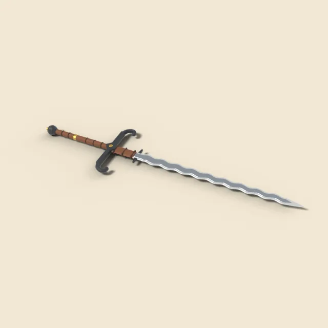Wavy flame bladed flamberge