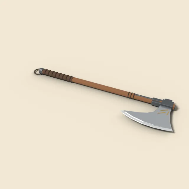 Bearded axe with long wooden haft