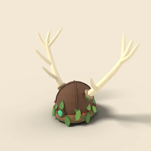 Antlered druid helmet
