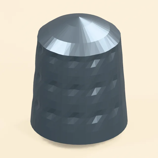 Hollow sewing thimble with recessed grip dimples