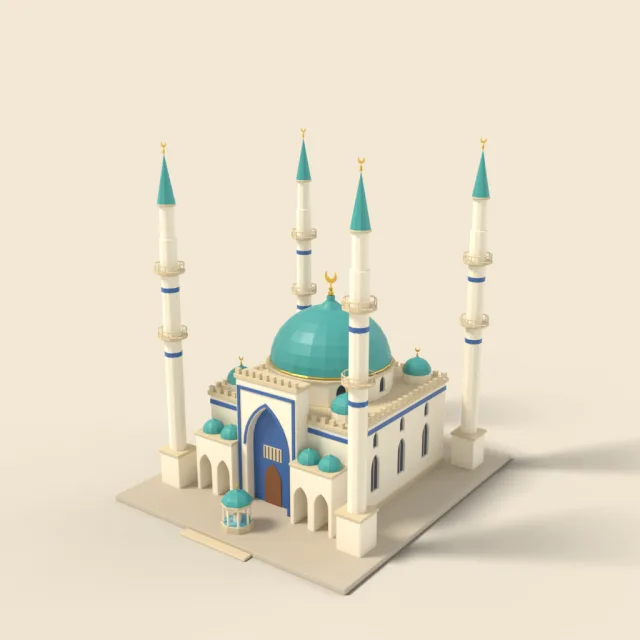 Domed mosque with minarets